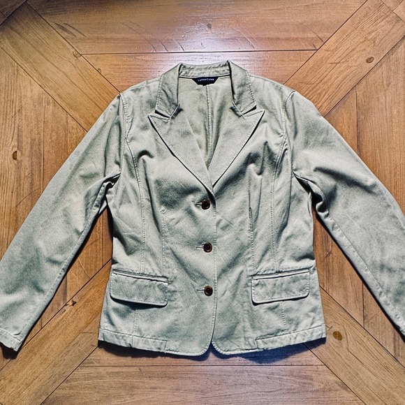 Lands End WMS Blazer Size 12 Green 100% Baumwolle 3 Button Yearround capsule - Picture 1 of 9